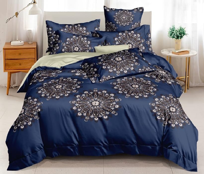 Laying StyleGlace Cotton Ac Comforter Set King Size Double Bed With 1 Flat Bedsheet90X100 Inch And 2 Pillow Covers (Pack Of 4)