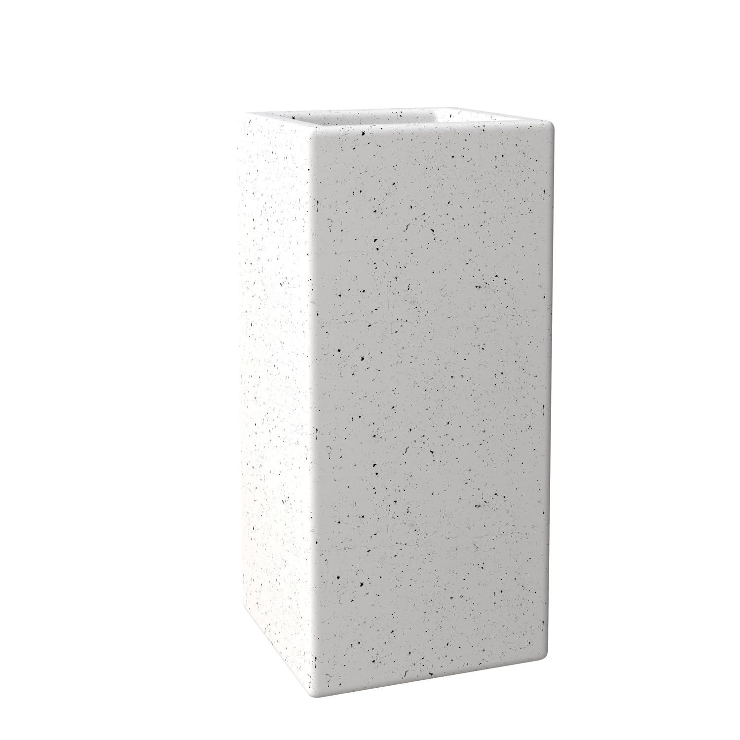 Terra Series Poly Stone Planter in Dotted White 13 x 13 27.6 High