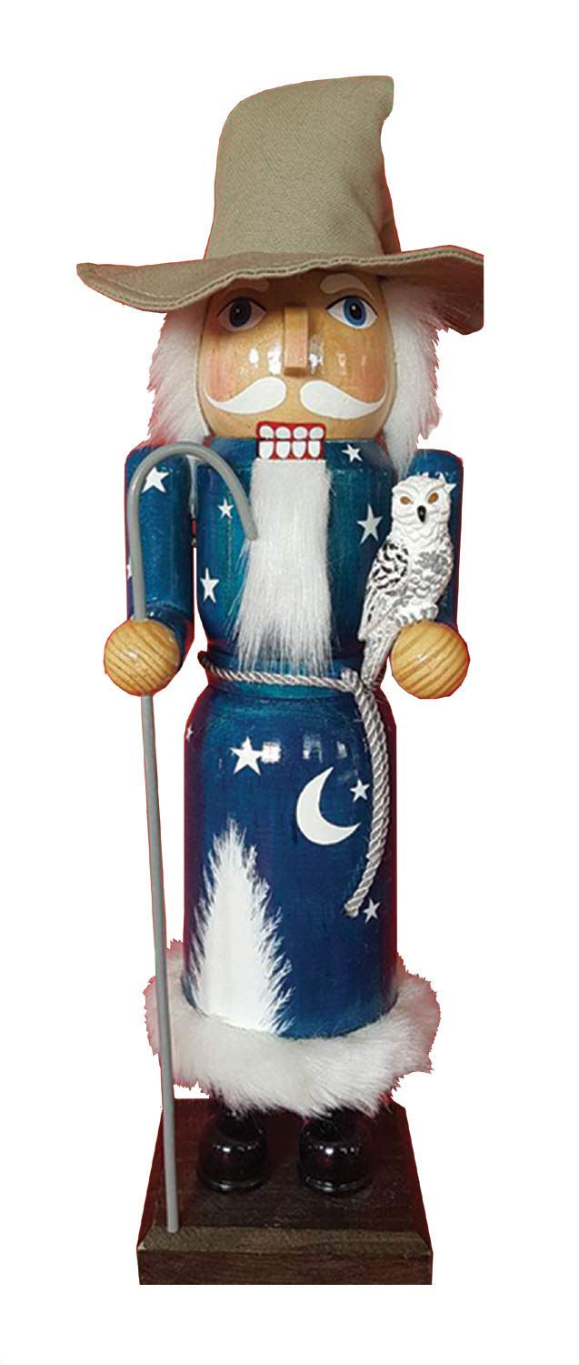 Santas Workshop Wizard Nutcracker, 14 Tall, White/Blue/Tan