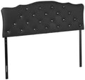Baxton Studio Rita Modern and Contemporary Queen Size Black Faux Leather Upholstered Button-Tufted Scalloped Headboard