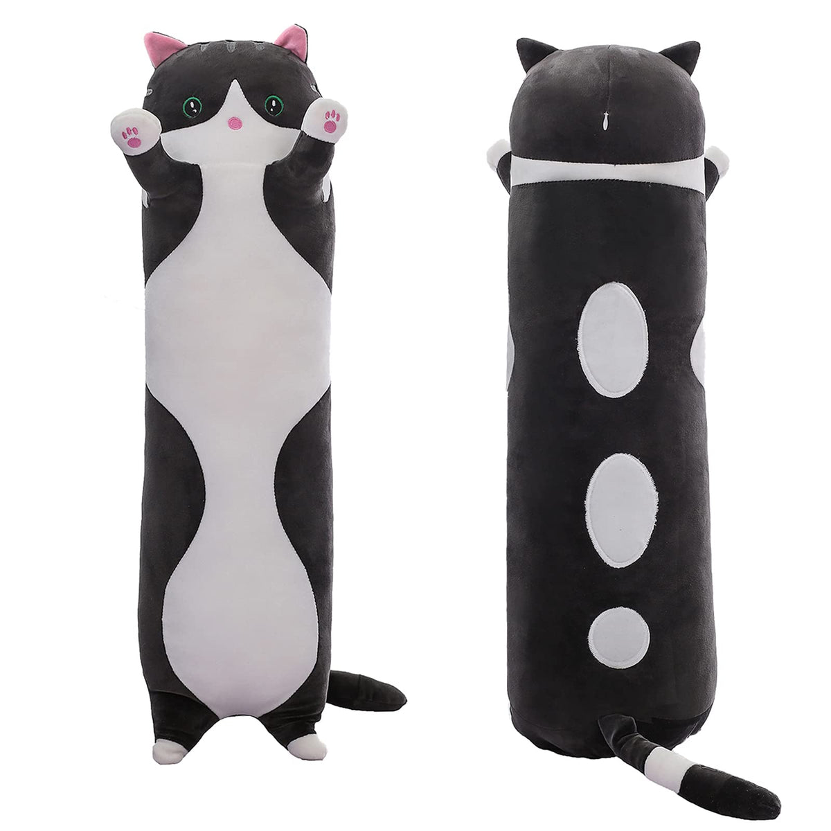 SHINUOER Long Cat Plush Pillow Cat Body Pillow,Black Cat Stuffed Animals Soft Plushies Kawaii Stuffed Kitten Plush Toy for Kids 