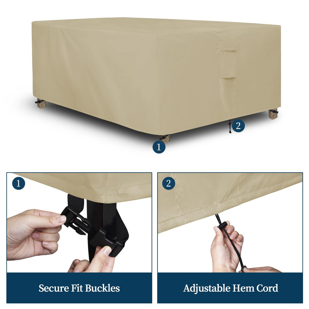 Easy-Going Rectangle Patio Furniture Cover Waterproof Outdoor Dining Table And Chair Cover Anti-Uv Outside Sectional Sofa Set Covers (98'L X 78'W X 32'H, Camel)