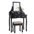 CHARMAID Makeup Vanity Set with Mirror and Cushioned Stool, Dressing Table with 5 Drawers and Removable Storage Organizers, Bedr