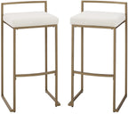 Crosley Furniture Harlowe Upholstered Seat Bar Stools Set of 2, Crème and Gold