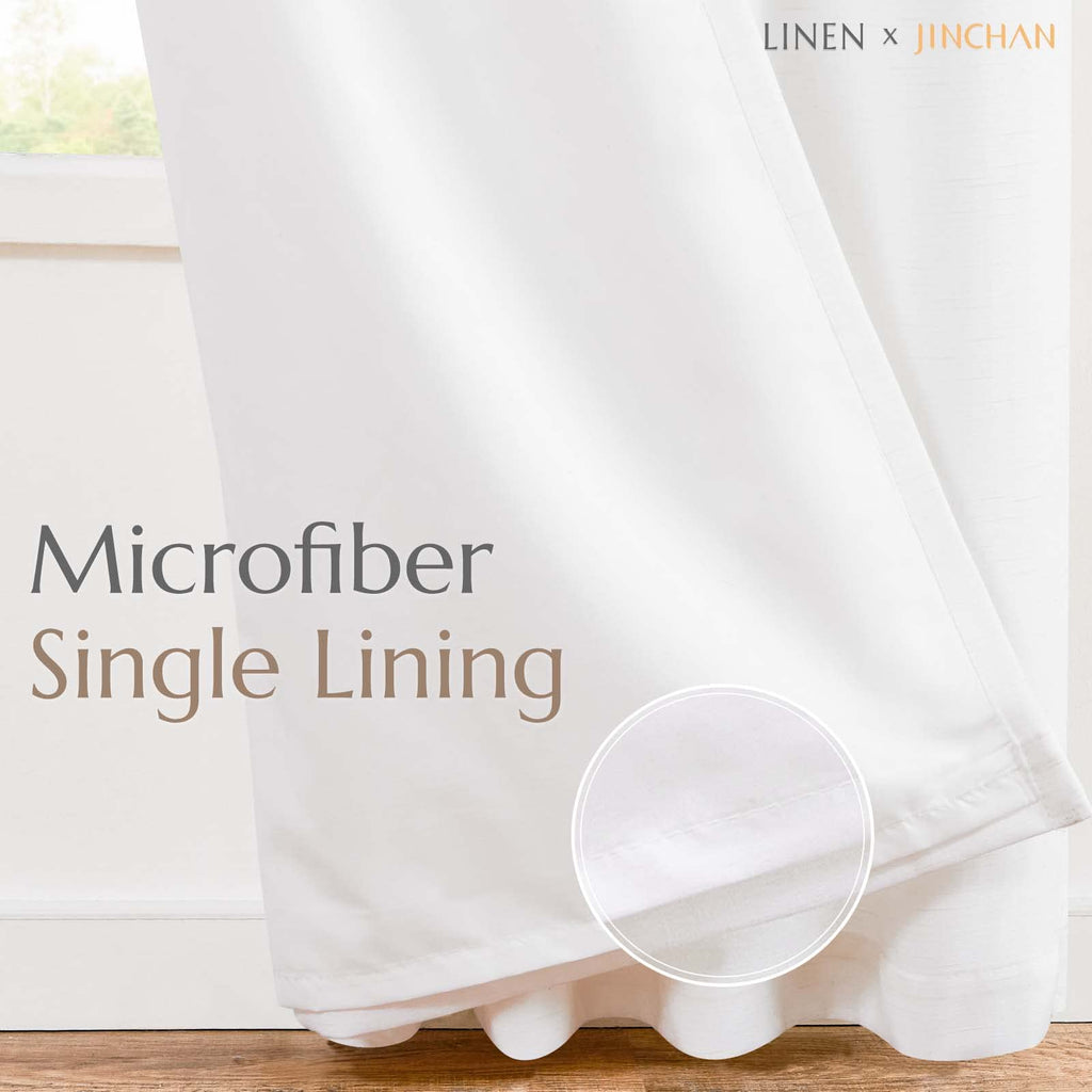 Jinchan Linen Blend White Curtains 100Wx96L Inches For Living Room Extra Wide Farmhouse Rod Pocket Back Tab Light Filtering Window Drapes With Lined For Bedroom White 1 Panel