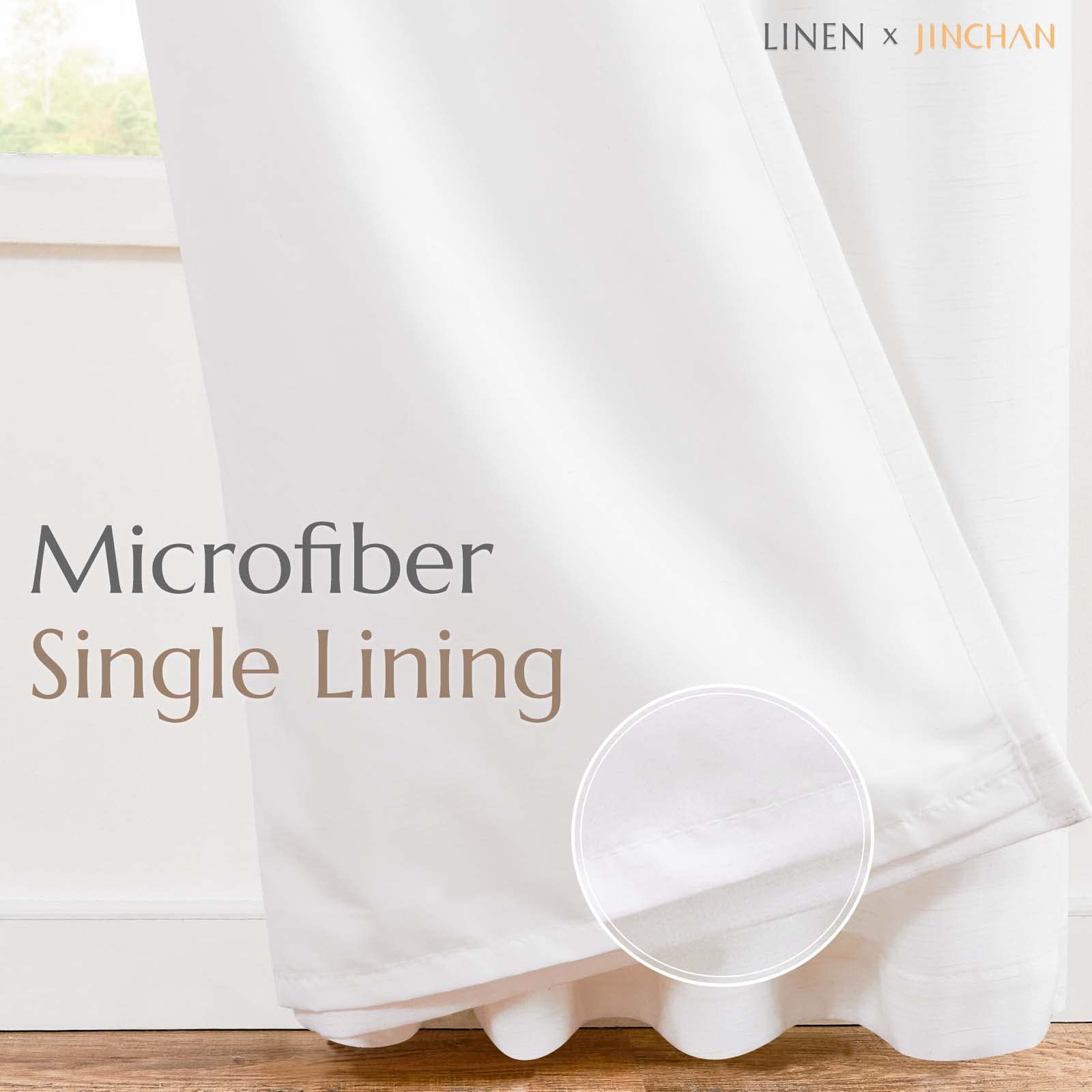Jinchan Linen Blend White Curtains 100Wx96L Inches For Living Room Extra Wide Farmhouse Rod Pocket Back Tab Light Filtering Window Drapes With Lined For Bedroom White 1 Panel