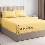 Extra Deep King 4 Piece Bedding Sheet Set - Breathable & Cooling - Hotel Luxury Bed Sheets Set - Easy Fit - Soft, Wrinkle Free & Comfy Yellow Bedding Sheets - Extra Deep Pockets Bed Sheet Set