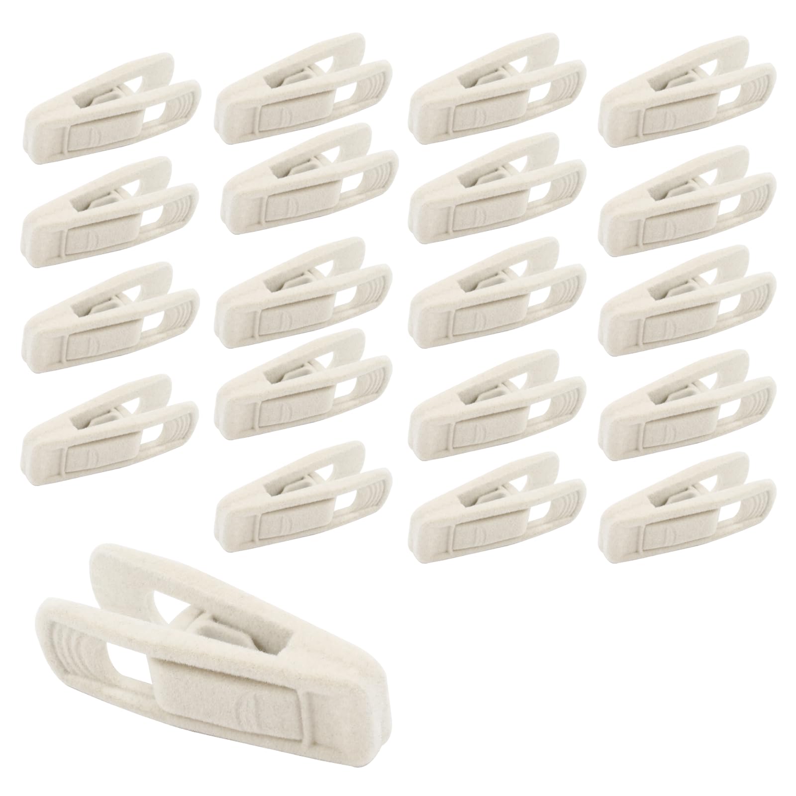 Hordion 20Pcs Ivory Velvet Hangers Clips, Strong Finger Flocked Clips, Felt Hangers Clips, Pants Hangers Skirt Hangers Velvet Cl
