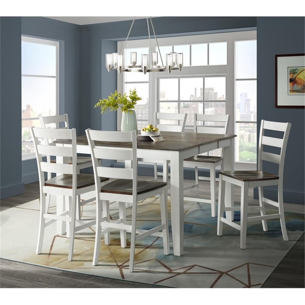 Intercon Kona 54" Gathering Butterfly Leaf, 4 Legs, Gray & White Counter Tables