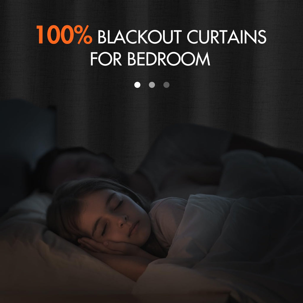 Miulee 100% Blackout Curtains 96 Inches Long Linen Curtains & Drapes For Bedroom Back Tab Living Room Darkening Full Black Out Window Curtain Panels Rod Pocket, Light Grey, 2 Panels Set