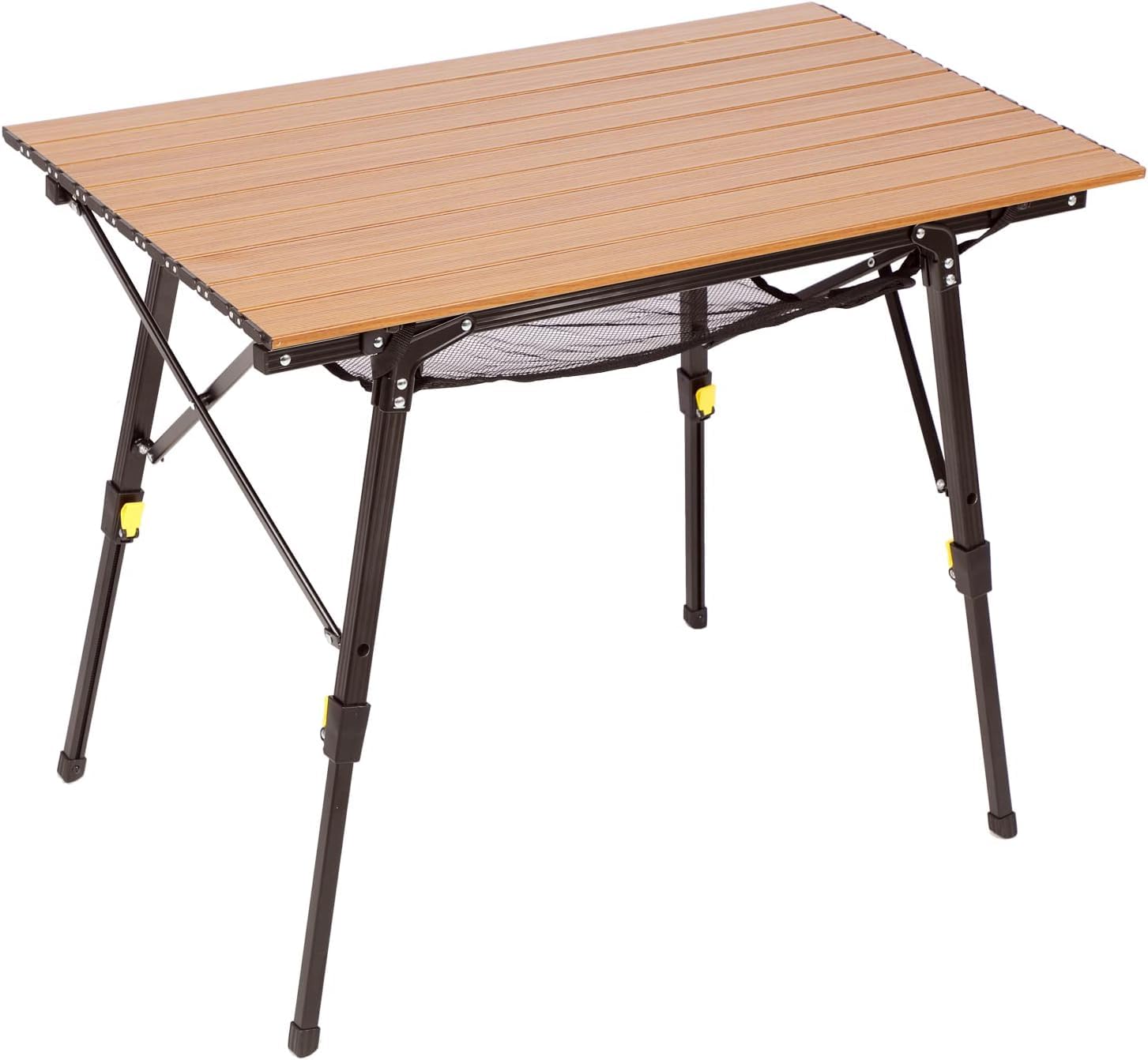 PORTAL Camping Table Portable Folding Table Ultra Lightweight Folding Camp Table 4 Adjustable Legs Aluminum Roll Up Table Top wi