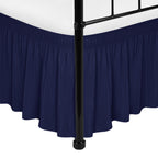 Biscaynebay Wrap Around Bed Skirts With Split Corners For King Beds 18' Drop, Navy Adjustable Elastic Dust Ruffles Easy Fit Wri