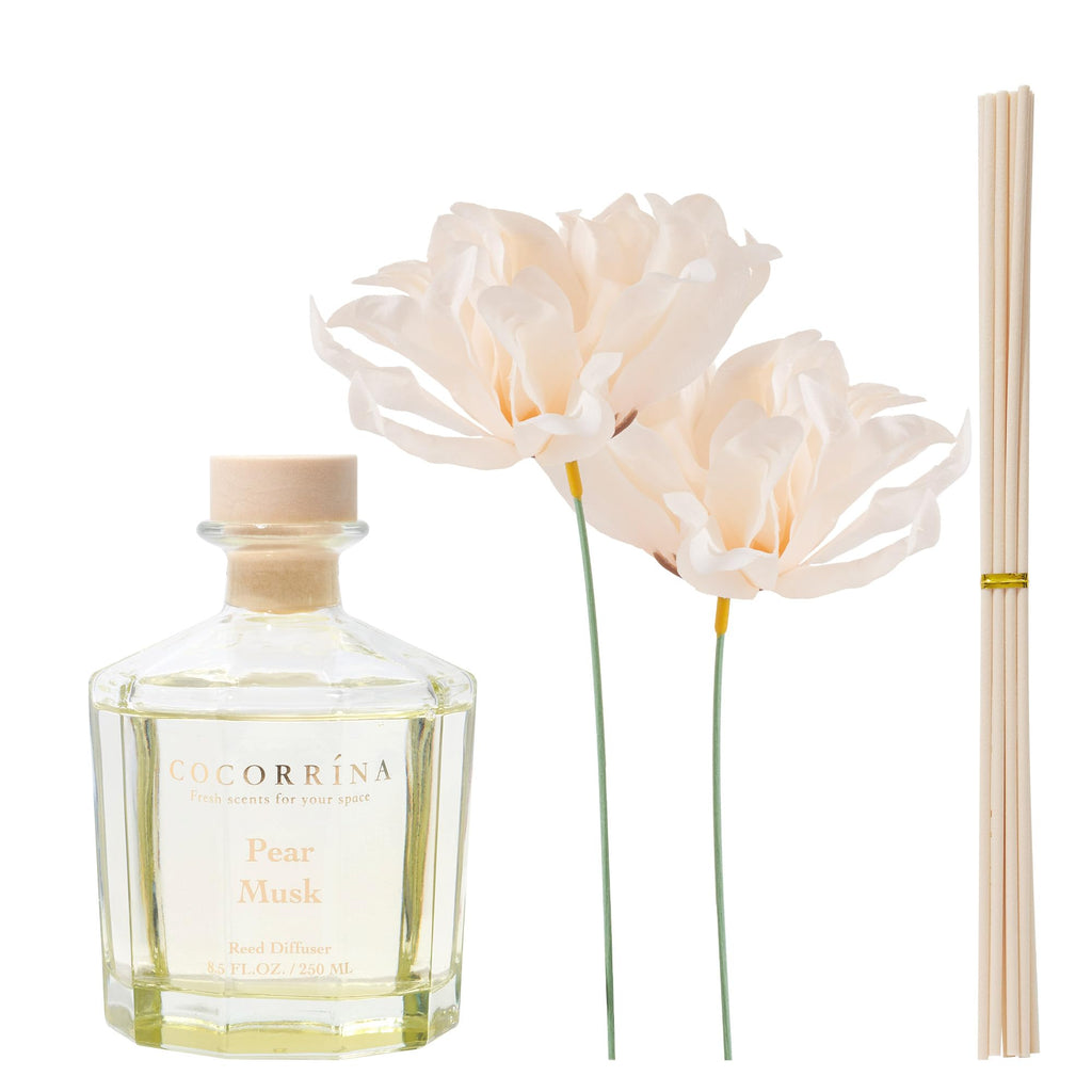Cocorr  Na Reed Diffuser - Pear Musk 8.5Oz Flower Reed Diffuser Set With 8 Sticks, Home Fragrance Reed Diffuser For Home Bedroom