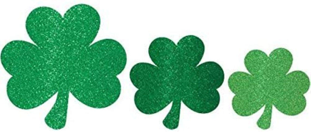 Mini Glitter Green Shamrock Paper Cutouts (4'' - 7'') Pack Of 10 | Perfect Decorations For St. Patrick's Day Celebrations, Irish
