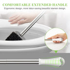 Aonez Compact Toilet Brush & Holder, Stainless Steel Handle, Space Saving For Storage, Deep Cleaning, Drip-Proof, Easy To Assemb