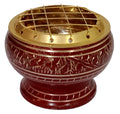 Purpledip Metal Charcoal Incense Burner: Engraved Design Loban Bakhoor Pastille Dhoop Dani Holder (12572)
