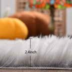 Orinova Light Gray Washable Fuzzy Fur Runner Rugs For Living Room Nursery Rugs For Bedroom Faux Sheepskin Shag Rug 2X6 Teen Room