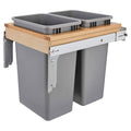 Rev-A-Shelf Double Pullout Under Cabinet Trash Can with Soft-Close, 50 Quart Garbage Bin for 18 x 1.5 Face Frame, Silver, 4WCTM-