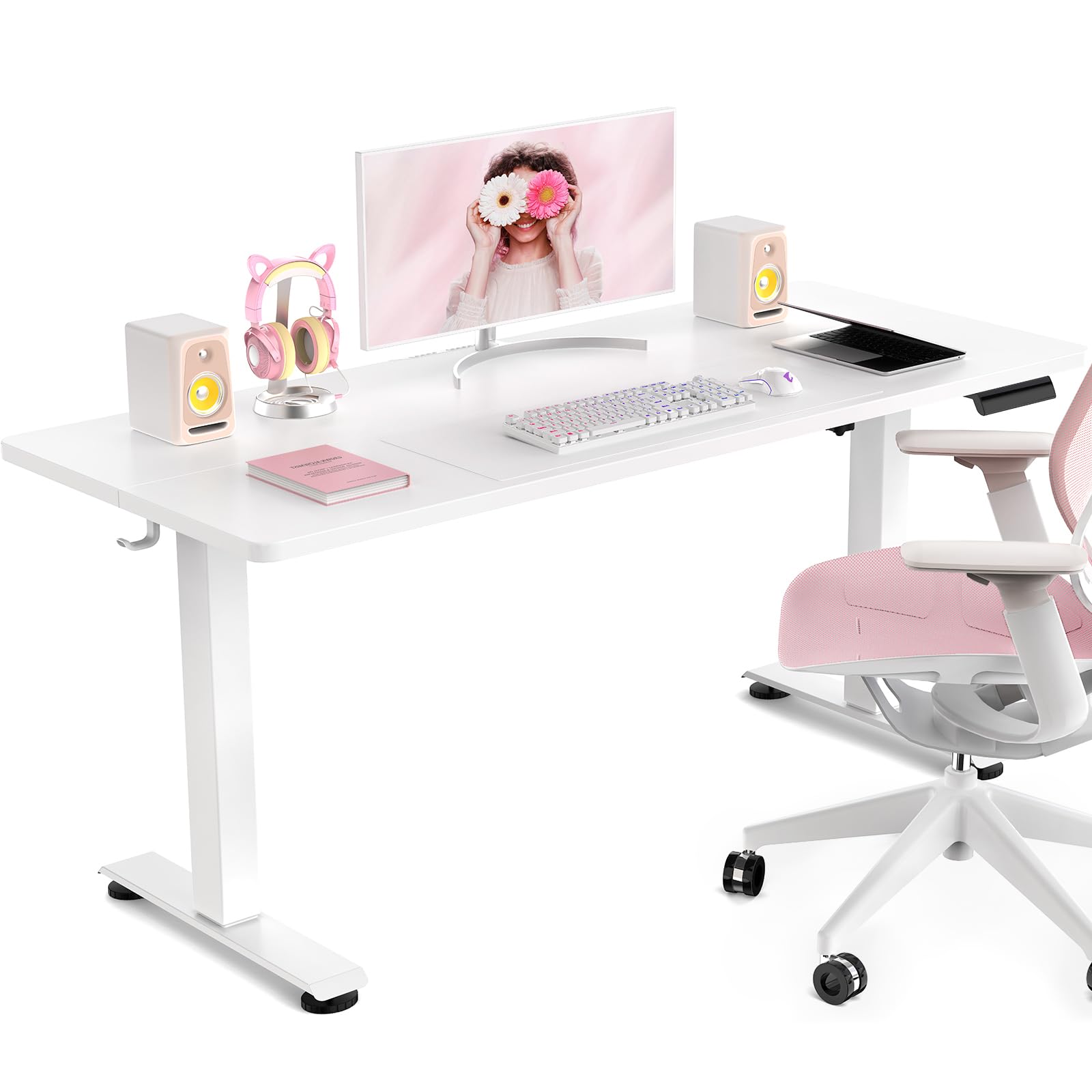 Veken 47.2 Inch Large Electric Standing Desk, Heights Adjustable, Sit to Stand Up, Work Home Office Computer Table for Study, Wa