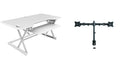 Rocelco 46" Large Height Adjustable Standing Desk Converter with Double Monitor Mount BUNDLE - Quick Sit Stand Up Computer Workstation Riser - Retractable Keyboard Tray - White (R DADRW-46-DM2)