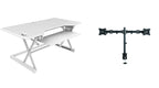 Rocelco 46" Large Height Adjustable Standing Desk Converter with Double Monitor Mount BUNDLE - Quick Sit Stand Up Computer Workstation Riser - Retractable Keyboard Tray - White (R DADRW-46-DM2)