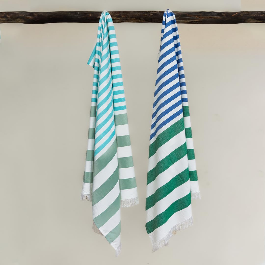 Mush 100% Bamboo Extra Large Cabana Style Turkish Towel  (90 X 160 Cms)  Ideal For Beach, Bath, Pool, Gym, Dress Towel Etc (Aq