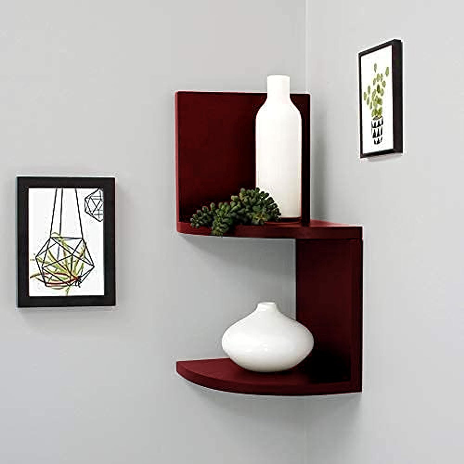 Tecwood Wall Mount Corner Shelves With Two Tiers For Wall Decoration And Storage Organiser Rack For Living Room, Bedroom, And Of