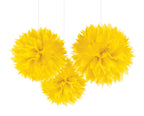Amscan Fluffy Paper Decorations, 16'', Yellow