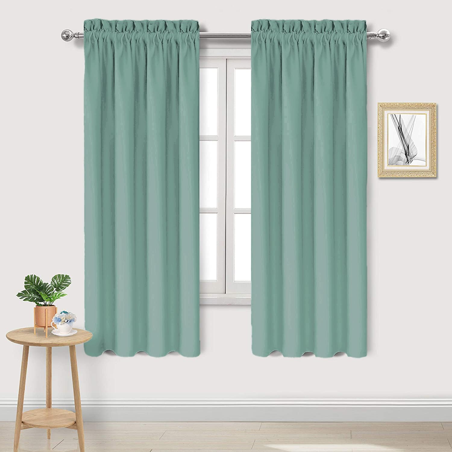 Dwcn Blackout Curtains For Living Room Thermal Insulated, Energy Saving & Noise Reducing Bedroom Curtains, Sage Green, W 38X L 6