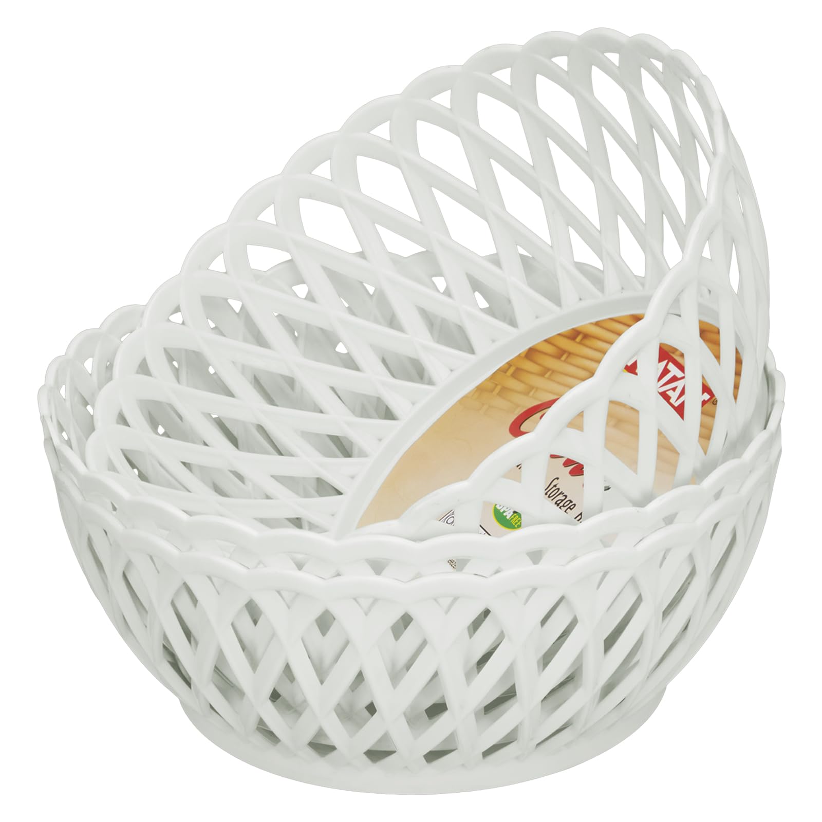 Ratan Plasticware Cane Medium Plastic Storage Basket For Fruits, Vegetables & Snacks  Decorative Woven Design For Kitchen, Dini