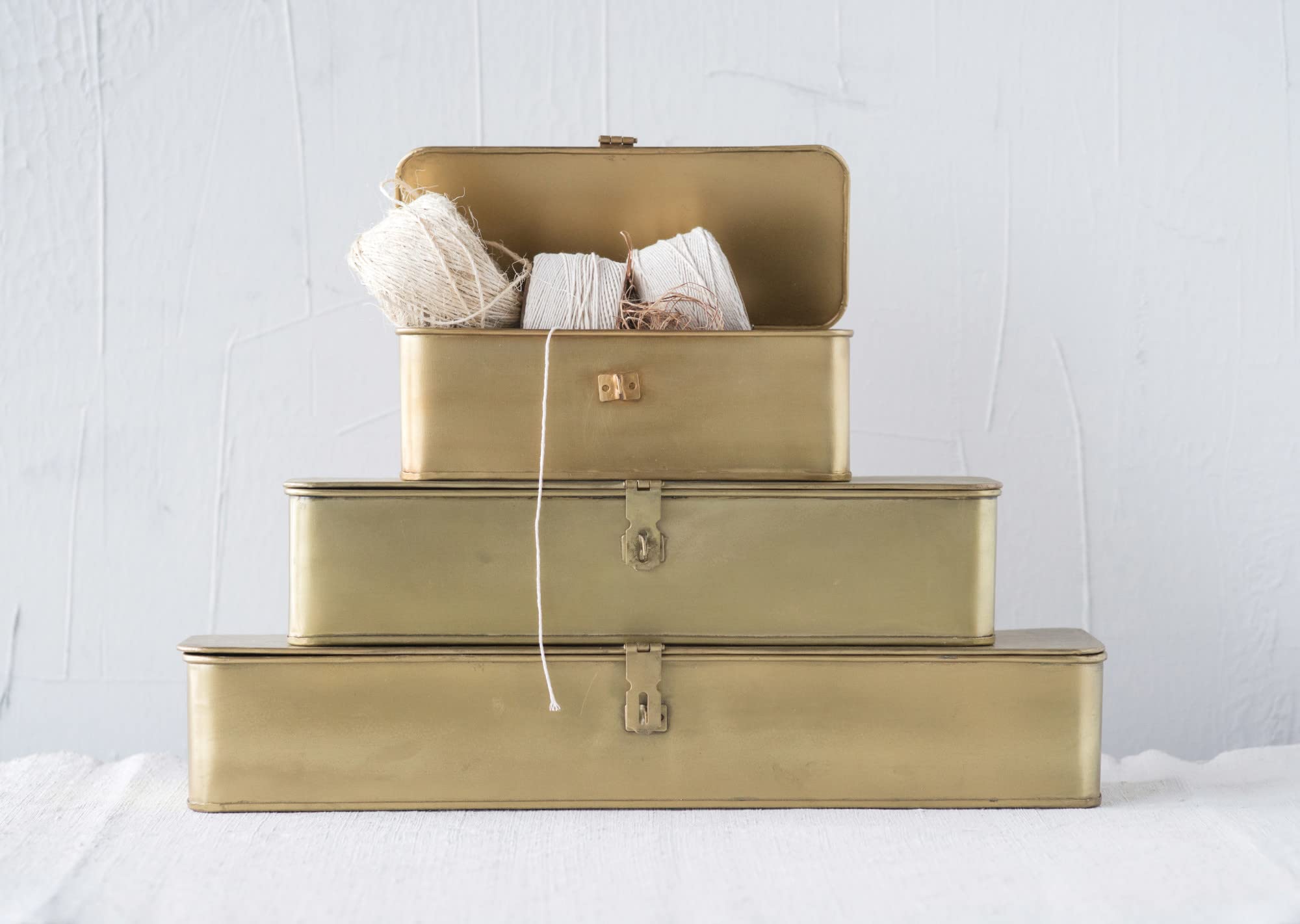 Creative Co-Op Decorative Metal Boxes DA9979 Gold Set of 3 Iron