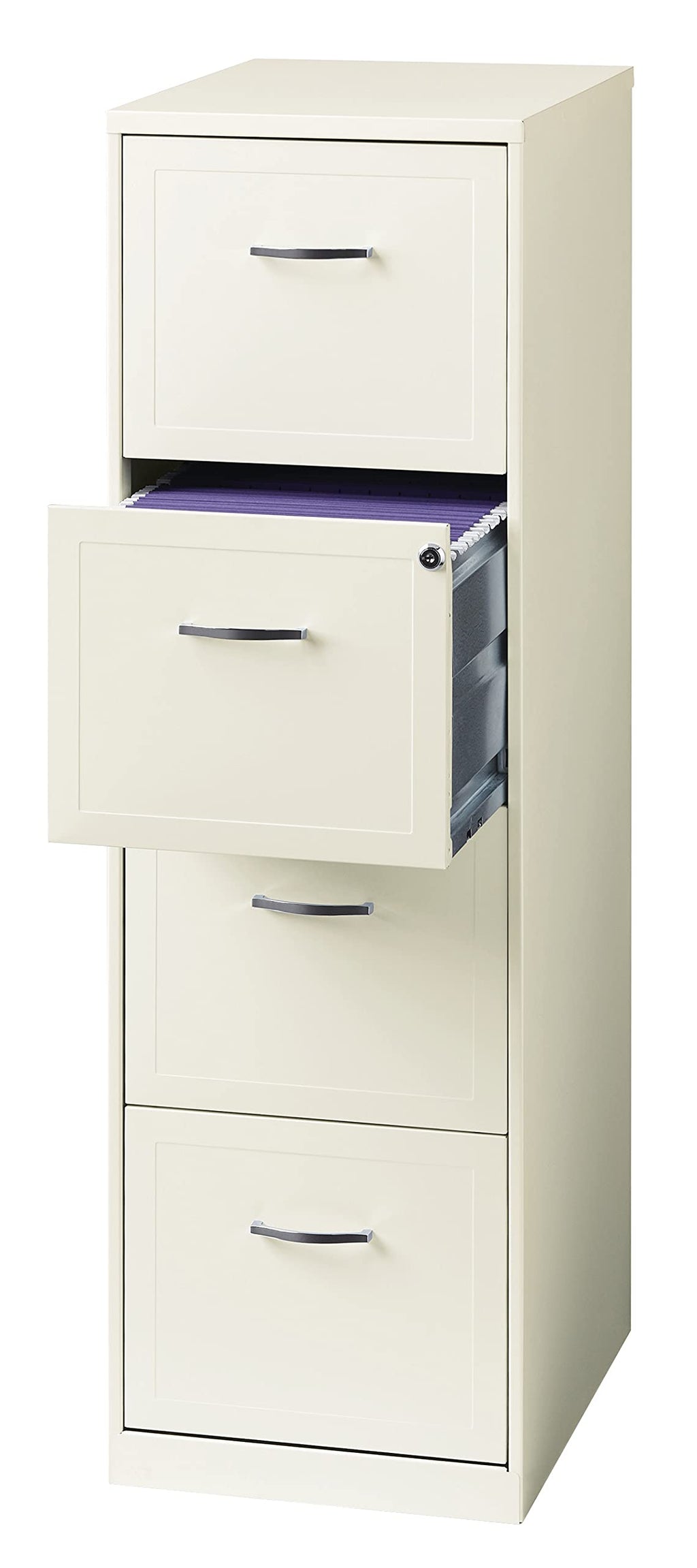 Space Solutions Deep 4 Drawer Smart Letter Width Vertical 18' Metal File Cabinet, Black, Pearl White
