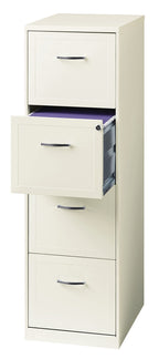 Space Solutions Deep 4 Drawer Smart Letter Width Vertical 18' Metal File Cabinet, Black, Pearl White