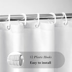 Aoohome Fabric 96 Inch Extra Long Shower Curtain Liner, Durable Bathroom Curtain For Hotel With Hooks, Waterproof, Solid White,