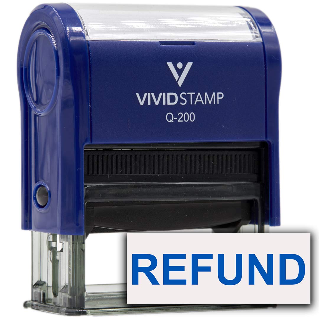 Refund Self Inking Rubber Stamp (Blue Ink) - Medium