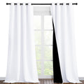 Nicetown White Blackout Curtains 90 Inches Long, Full Light Blocking Drapes With Black Liner For Nursery, Thermal Insulated Drap