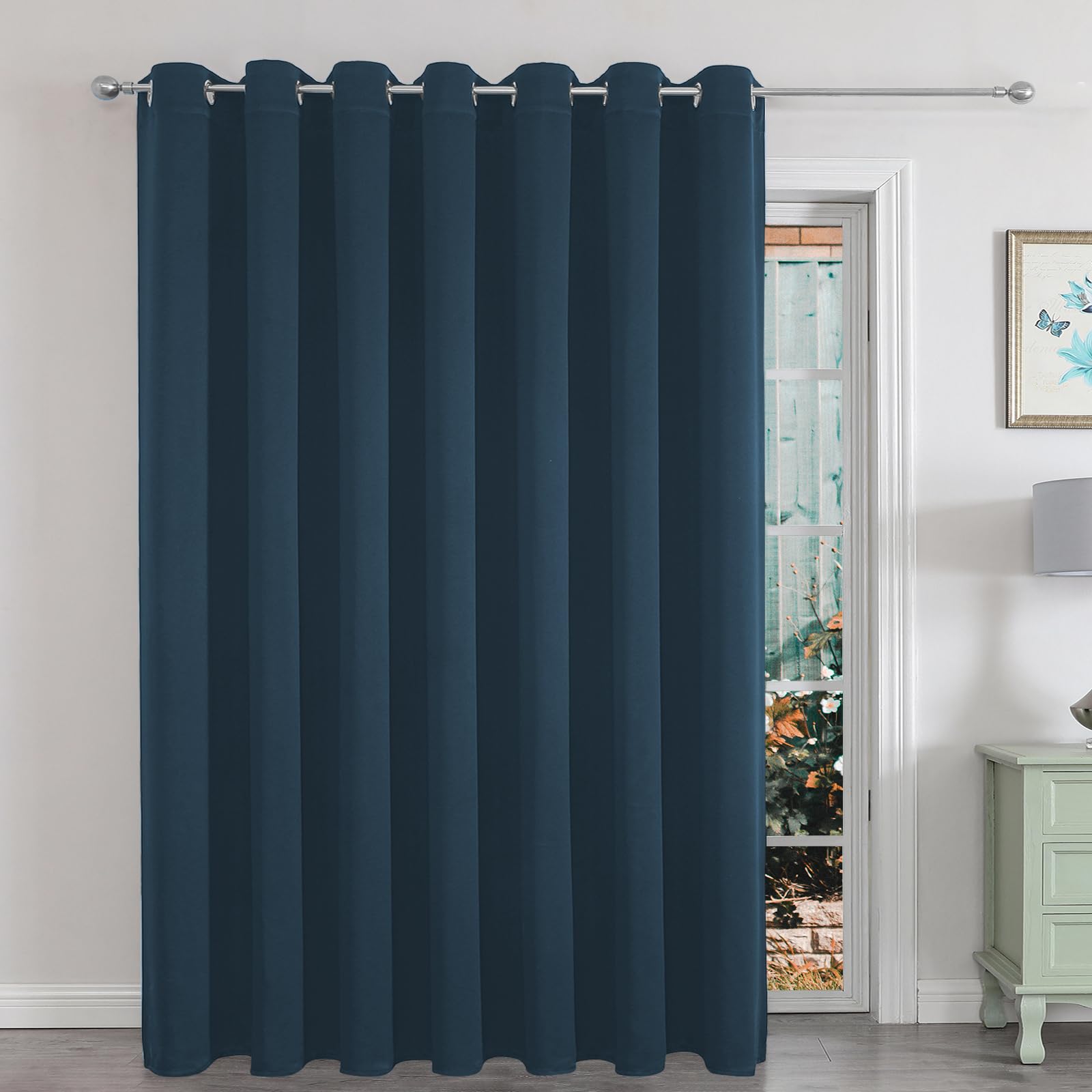 Joydeco Blackout Room Divider Curtains, Navy Blue, 100W x 108L inches, Extra Wide for Sliding Glass Doors, 1 Panel