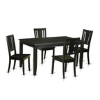 East West Furniture DULE5-BLK-W 5 Piece Kitchen Table & Chairs Set Includes a Rectangle Dining Room Table and 4 Dining Chairs, 36x60 Inch, Black