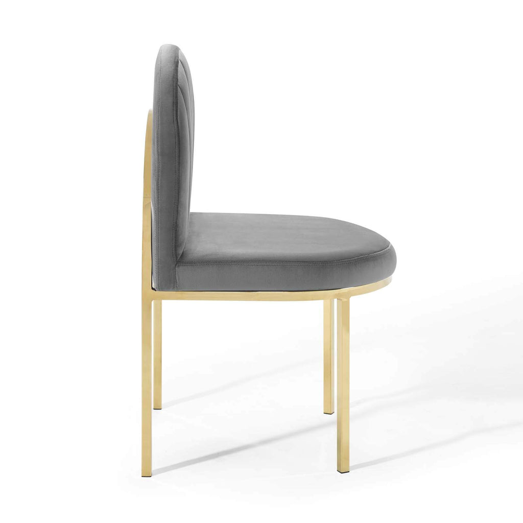 Modway Isla Dining Side Chair Performance Velvet Set Of 2 In Gold Gray