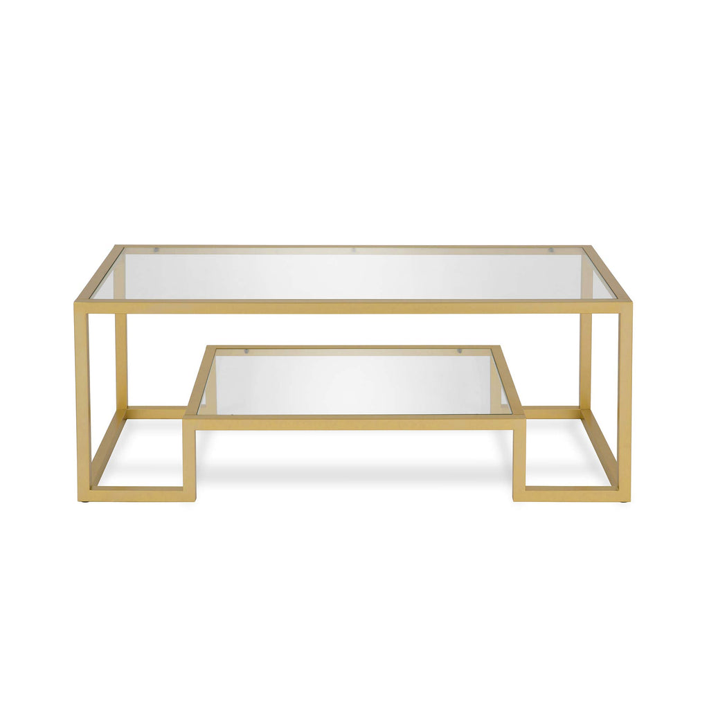 Henn&Hart 45' Wide Rectangular Coffee Table In Brass, Modern Coffee Tables For Living Room, Studio Apartment Essentials