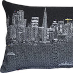 HomeRoots Grey 24' Black San Francisco Nighttime Skyline Lumbar Decorative Pillow