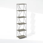 Furinno Wire 6-Tier Industrial Style Metal Frame Bookcase, Display Shelf, 16 Wide, Finn Oak