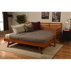 Kodiak Furniture Boho Wood Daybed/Pop Up Bed in Barbados Brown w/Linen Mattress