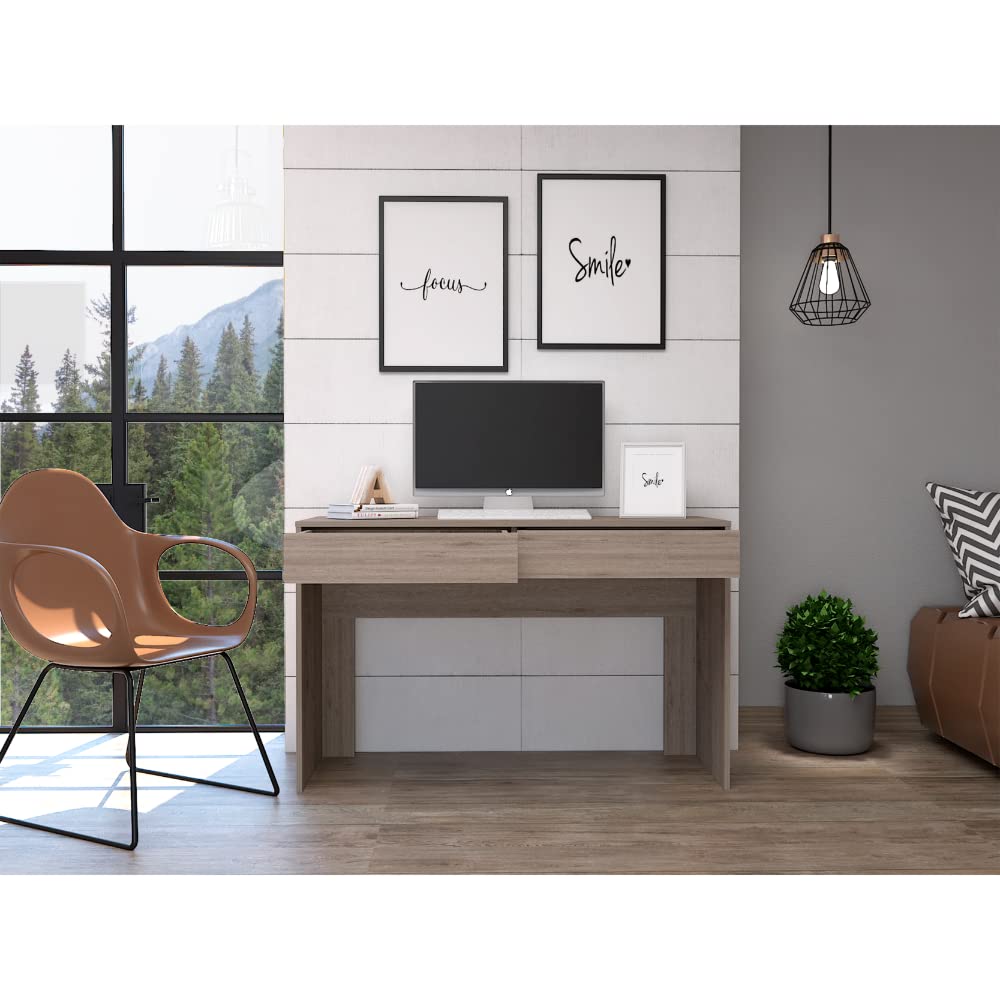 Tuhome Modern Engineered Wood Ash Andalucia Three Drawer Computer Desk
