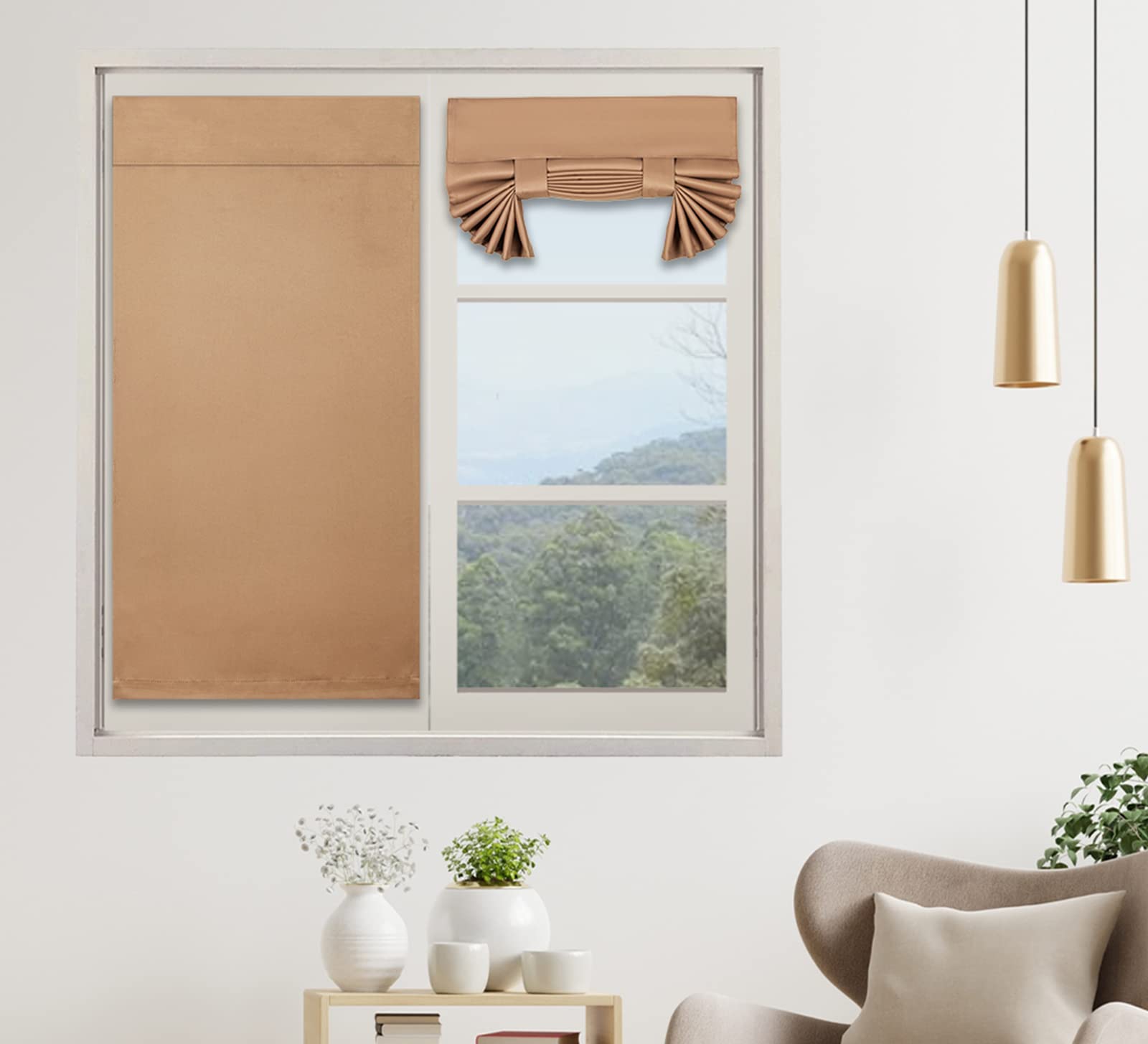 Pi Blackout Door Curtain,Privacy Thermal Insulated French Door Curtain For Glass Door/Classroom/Sliding Door/Tie Up Shade 1 Panel (W30Xl40,Cappuccino)