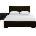 Hindes Upholstered Platform Bed, Brown, Full with 1 Nightstand/ Brown
