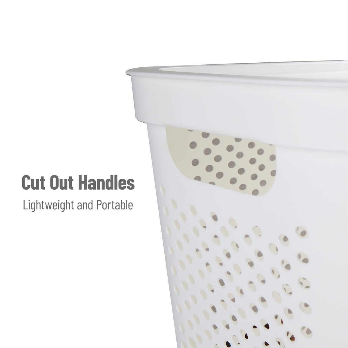 Mind Reader 60L Slim Laundry Hamper, Clothes Basket, Lid, Ventilated, Plastic, 17.25''L X 13.75''W X 23.5''H, Set Of 2, White
