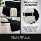 Sofa Shield Patented Couch Slip Cover, Large Cushion Protector, Reversible Stain And Dog Tear Resistant Slipcover, Quilted Microfiber 62” Seat, Washable Covers For Dogs Pets Kids, Black Gray