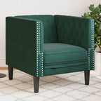 vidaXL Chesterfield Sofa Chair - Dark Green Velvet Upholstered Armchair with Sturdy Legs for Living Room - 28"x29.3"x27.8"