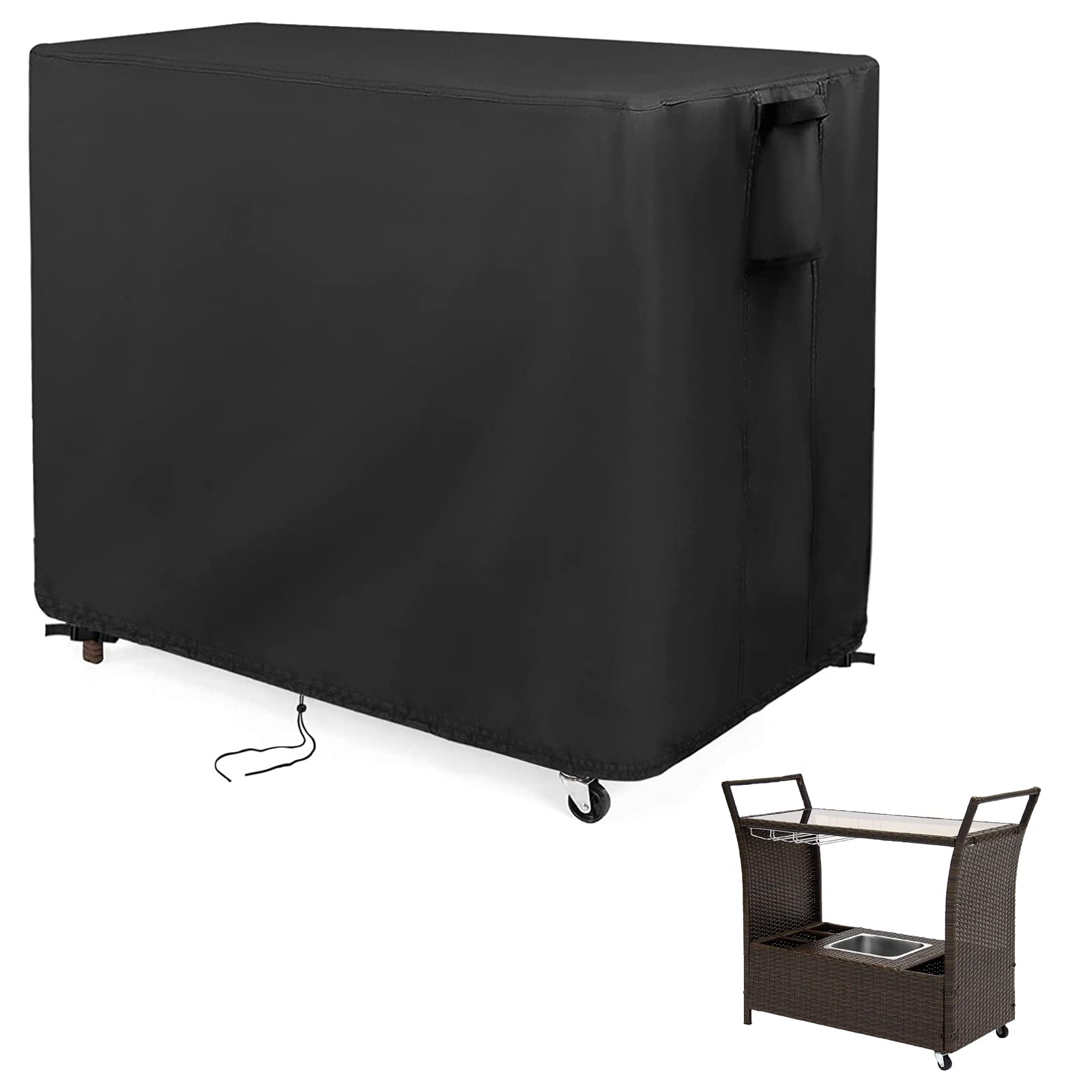 Kingling Outdoor Table Cover For Outdoor Bar Cart, 44 Inch Waterproof Patio Bar Table Cover For Outdoor Table Beverage Cart Cover - 44''L X 19''W X 36''H